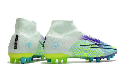 Men's Nike Mercurial Superfly 8 Elite AG Artificial Grass High-Tops Football Boots - Jade/Yellow/Blue