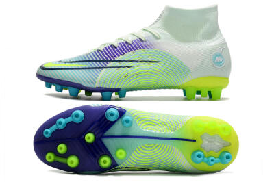 Men's Nike Mercurial Superfly 8 Elite AG Artificial Grass High-Tops Football Boots - Jade/Yellow/Blue