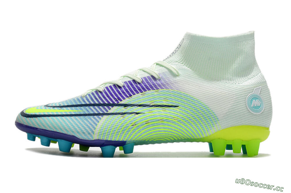 Men's Nike Mercurial Superfly 8 Elite AG Artificial Grass High-Tops Football Boots - Jade/Yellow/Blue 0