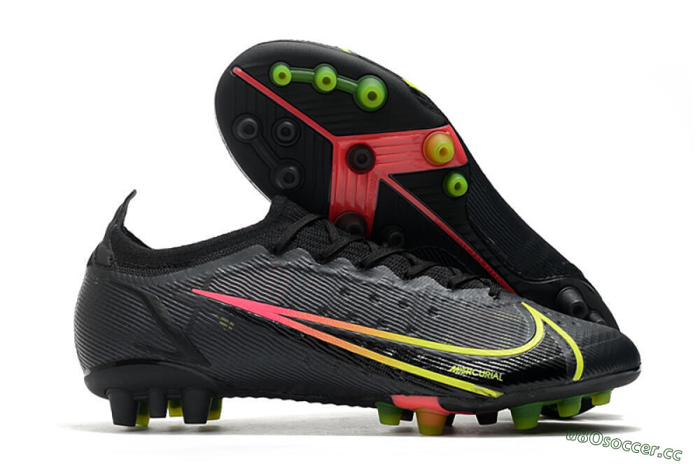 Men's Nike Mercurial Vapor 14 Elite AG Artificial Grass Low-Tops Football Boots - Black/Yellow/Pink 2