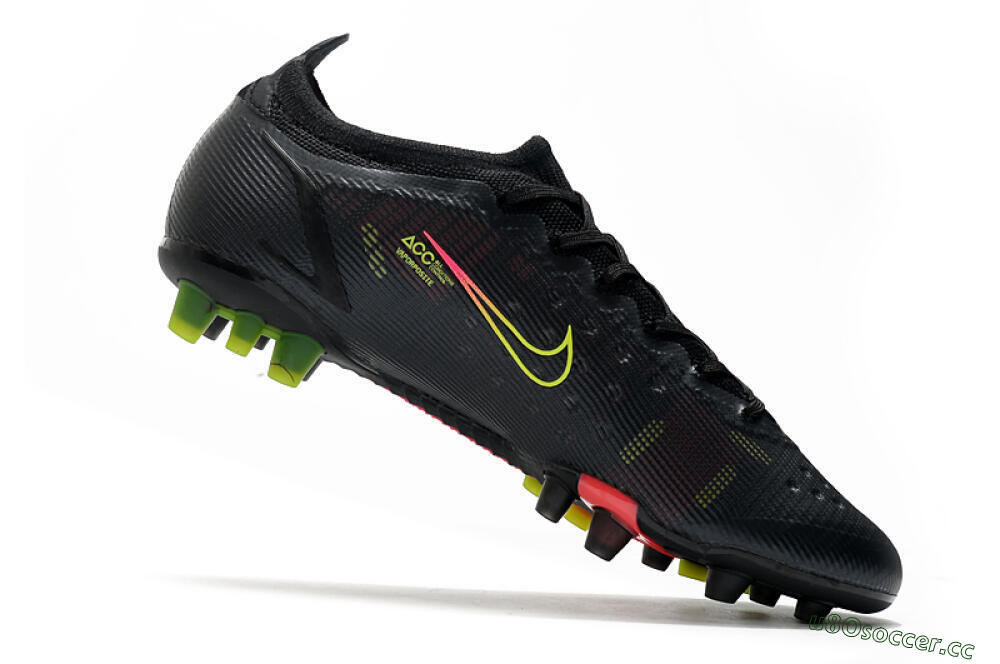 Men's Nike Mercurial Vapor 14 Elite AG Artificial Grass Low-Tops Football Boots - Black/Yellow/Pink 4