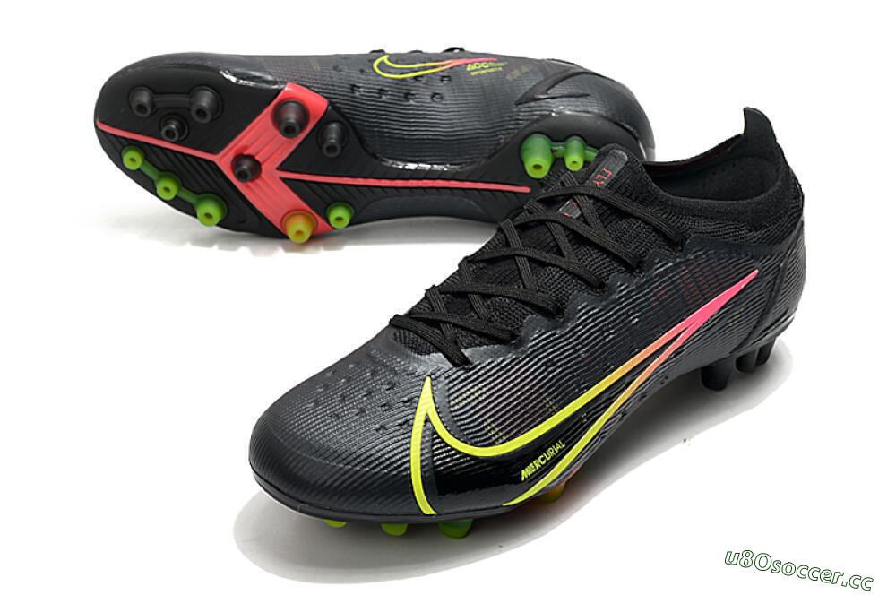 Men's Nike Mercurial Vapor 14 Elite AG Artificial Grass Low-Tops Football Boots - Black/Yellow/Pink 3