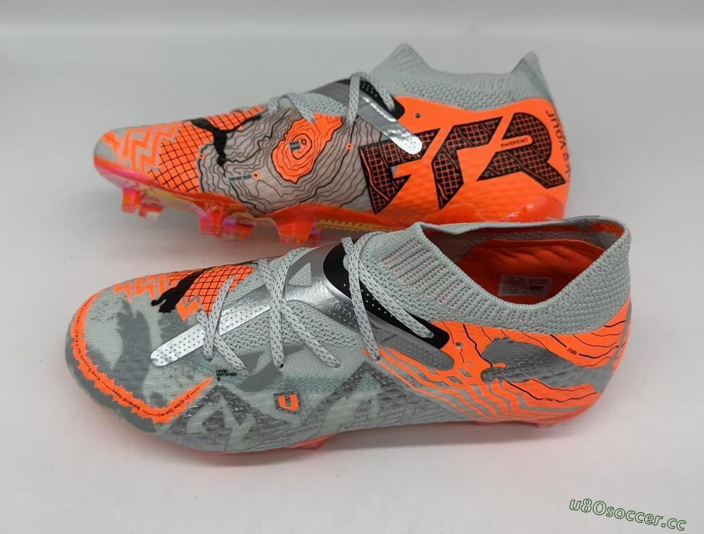 Men's Puma Future Ultimate FG Firm Ground Low-Tops Football Boots - Silver/Red/Pink