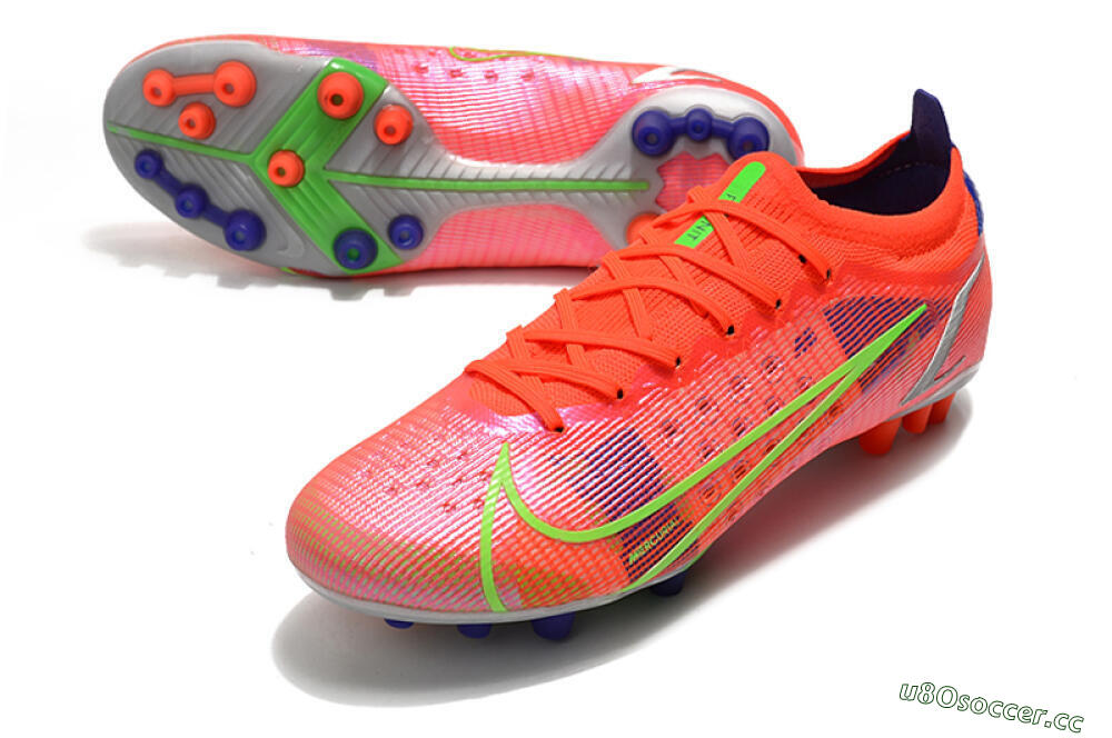 Men's Nike Mercurial Vapor 14 Elite AG Artificial Grass Low-Tops Football Boots - Red/Yellow/Silver 3