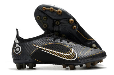 Men's Nike Mercurial Vapor 14 Elite AG Artificial Grass Low-Tops Football Boots - Black/Gold/Silver