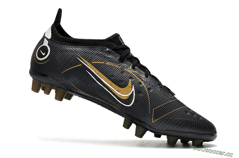 Men's Nike Mercurial Vapor 14 Elite AG Artificial Grass Low-Tops Football Boots - Black/Gold/Silver 4