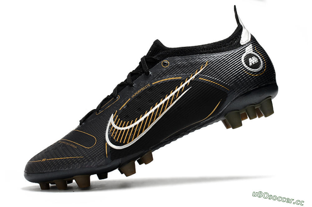 Men's Nike Mercurial Vapor 14 Elite AG Artificial Grass Low-Tops Football Boots - Black/Gold/Silver 5