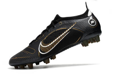 Men's Nike Mercurial Vapor 14 Elite AG Artificial Grass Low-Tops Football Boots - Black/Gold/Silver