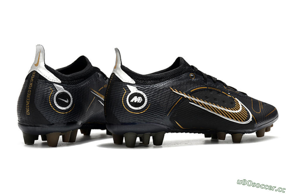 Men's Nike Mercurial Vapor 14 Elite AG Artificial Grass Low-Tops Football Boots - Black/Gold/Silver 6