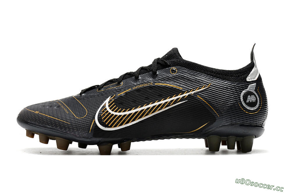 Men's Nike Mercurial Vapor 14 Elite AG Artificial Grass Low-Tops Football Boots - Black/Gold/Silver 0