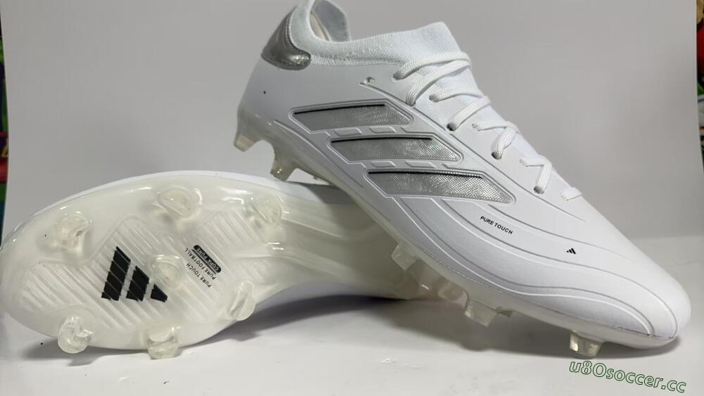 Men's Adidas Copa Pure 2+ FG Firm Ground Low-Tops Football Boots - White/Silver/Black