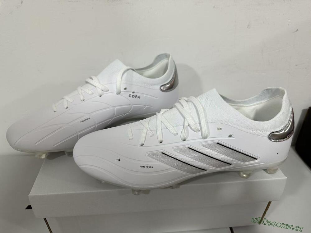 Men's Adidas Copa Pure 2+ FG Firm Ground Low-Tops Football Boots - White/Silver/Black