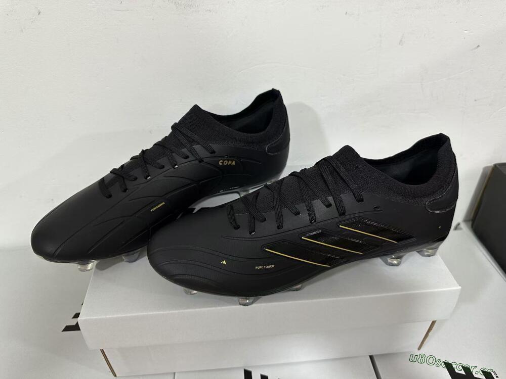 Men's Adidas Copa Pure 2+ FG Firm Ground Low-Tops Football Boots - Black/Gold/Blue