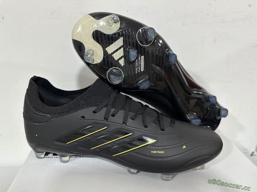 Men's Adidas Copa Pure 2+ FG Firm Ground Low-Tops Football Boots - Black/Gold/Blue