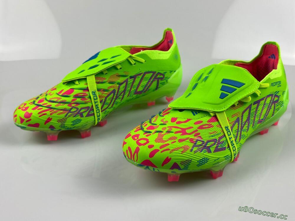 Unisex Adidas Predator Elite Foldover Tongue FG Firm Ground Low-Tops Football Boots - Yellow/Blue/Purple