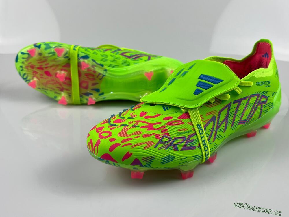 Unisex Adidas Predator Elite Foldover Tongue FG Firm Ground Low-Tops Football Boots - Yellow/Blue/Purple