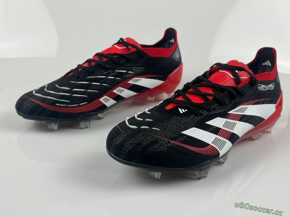 Unisex Adidas Predator 24 Elite FG Firm Ground Low-Tops Football Boots - Black/White/Red