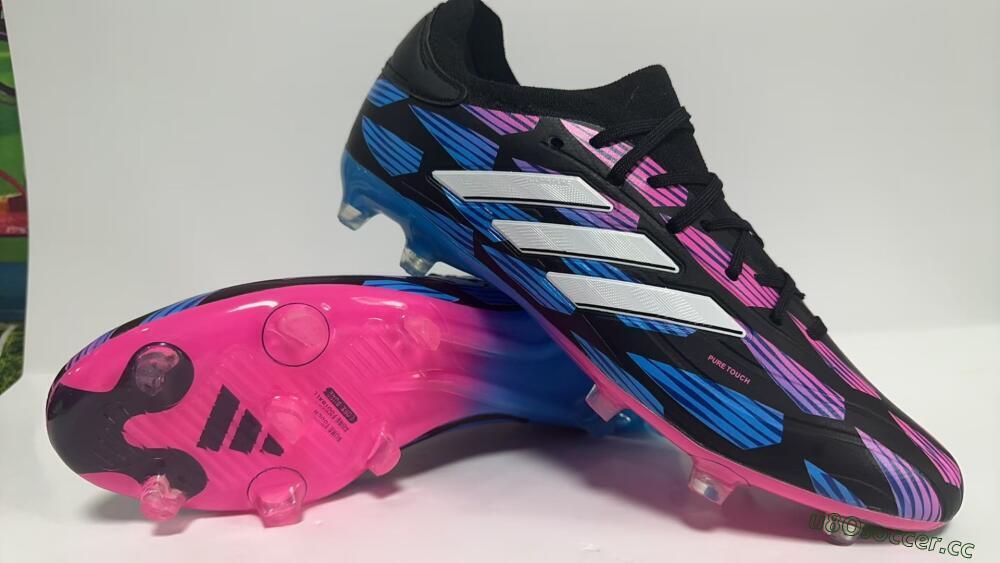 Men's Adidas Copa Pure 2 FG Firm Ground Low-Tops Football Boots - Black/Pink/Blue