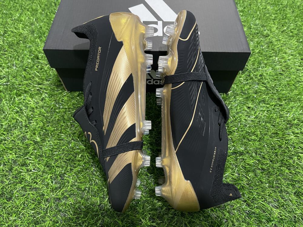 Men's Adidas Predator Elite Tongue FG Firm Ground Low-Tops Football Boots - Black/Gold