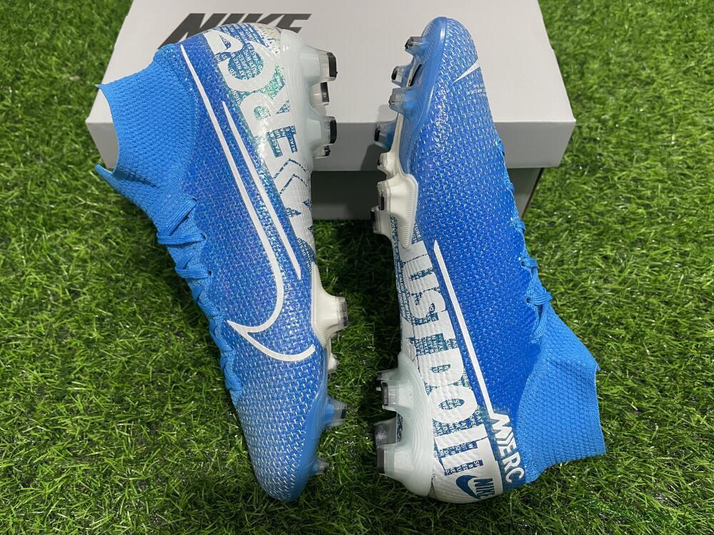 Men's Nike Mercurial Superfly 7 Elite FG Firm Ground High-Tops Football Boots - Blue/White