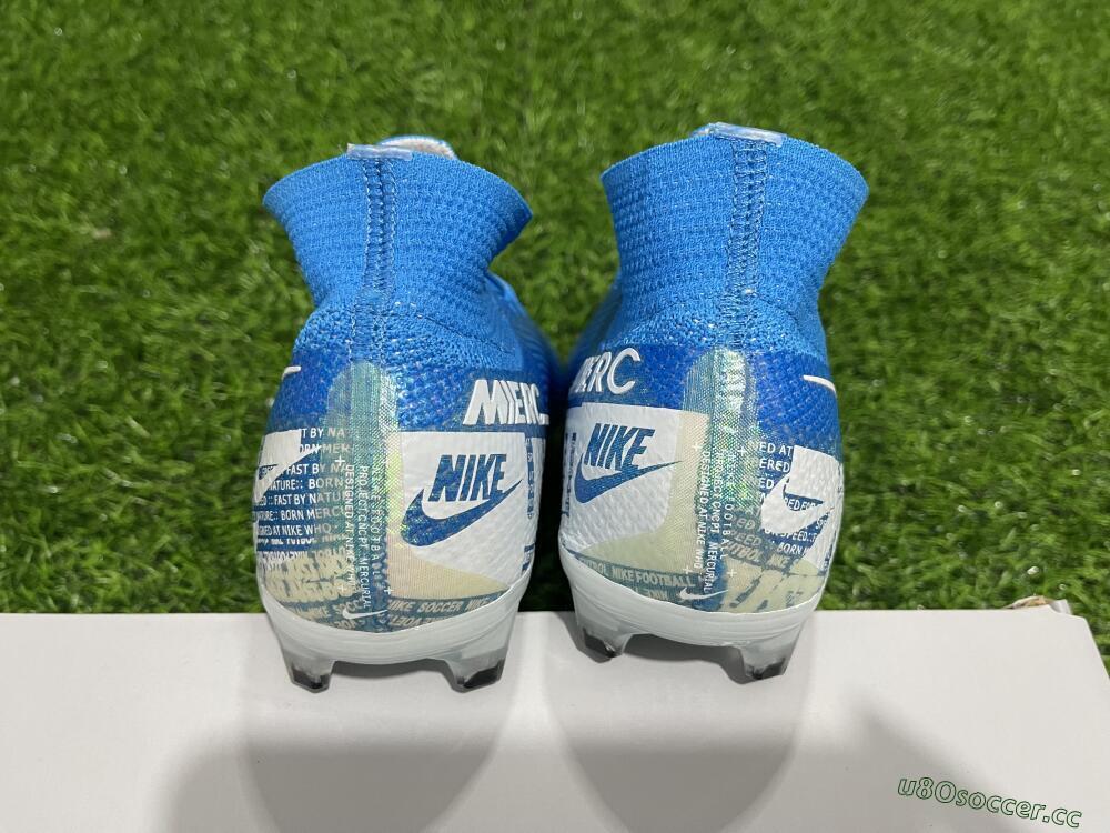 Men's Nike Mercurial Superfly 7 Elite FG Firm Ground High-Tops Football Boots - Blue/White
