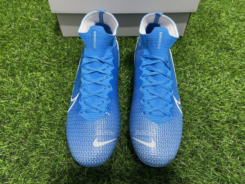 Men's Nike Mercurial Superfly 7 Elite FG Firm Ground High-Tops Football Boots - Blue/White