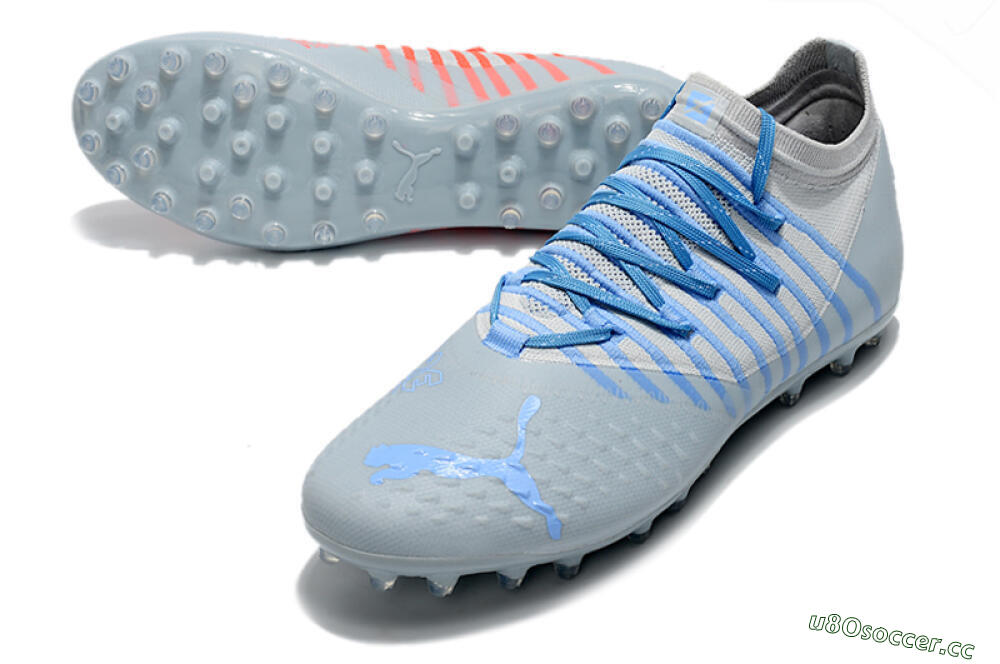 Men's Puma Future Z 1.1 AG Artificial Grass Low-Tops Football Boots - Grey/Blue 3