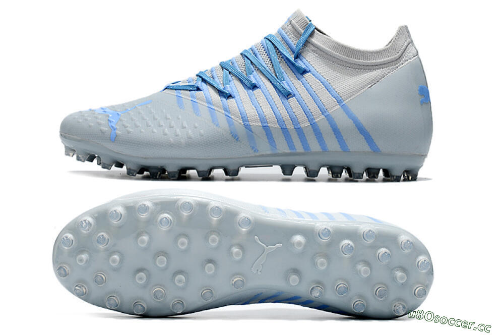 Men's Puma Future Z 1.1 AG Artificial Grass Low-Tops Football Boots - Grey/Blue 1