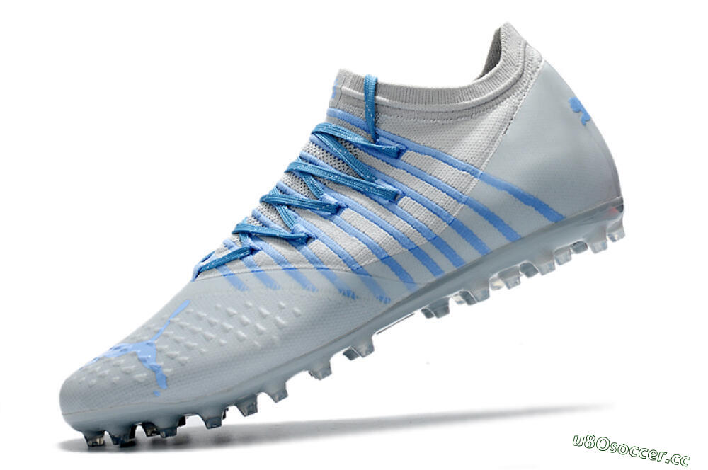 Men's Puma Future Z 1.1 AG Artificial Grass Low-Tops Football Boots - Grey/Blue 5