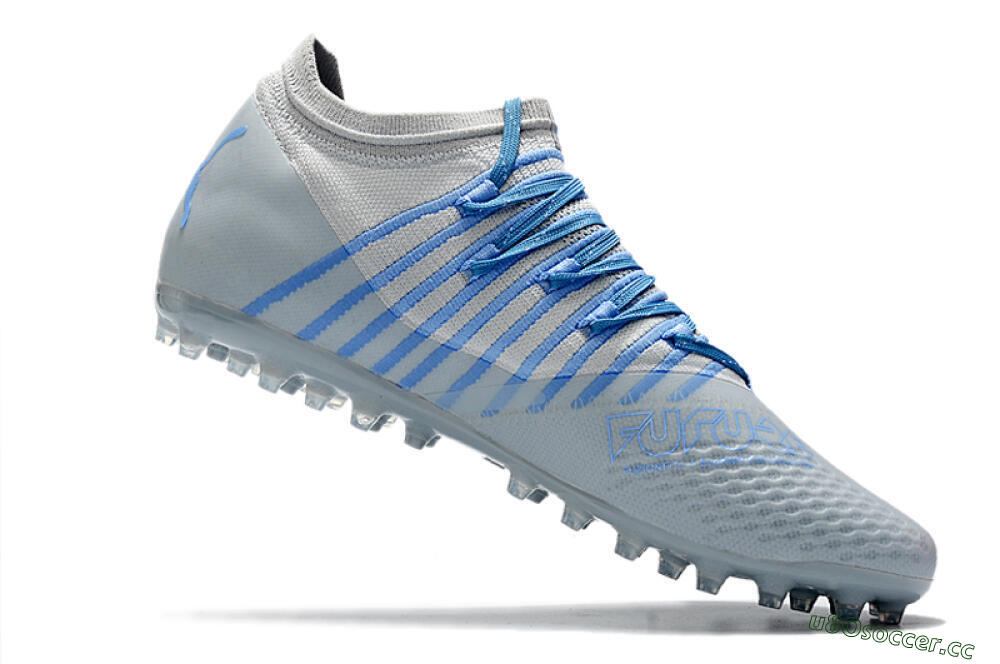 Men's Puma Future Z 1.1 AG Artificial Grass Low-Tops Football Boots - Grey/Blue 4
