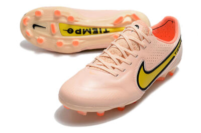 Men's Nike Tiempo Legend 9 Elite FG Firm Ground Low-Tops Football Boots - Pink/Yellow/Black