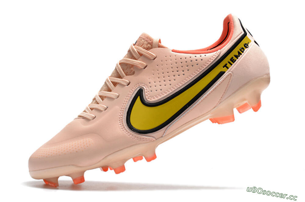 Men's Nike Tiempo Legend 9 Elite FG Firm Ground Low-Tops Football Boots - Pink/Yellow/Black 5