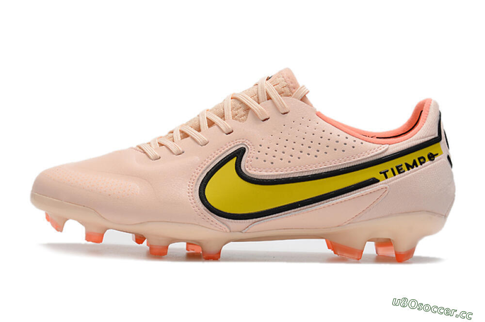 Men's Nike Tiempo Legend 9 Elite FG Firm Ground Low-Tops Football Boots - Pink/Yellow/Black 0