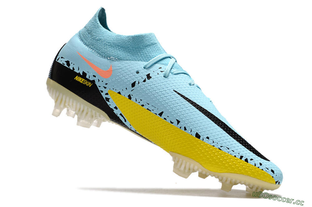 Men's Nike Phantom GT2 DF Elite FG Firm Ground High-Tops Football Boots - Jade/Yellow/Pink 4