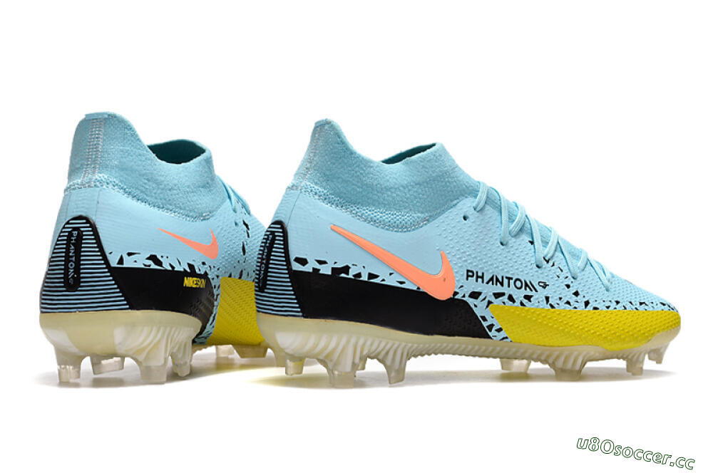 Men's Nike Phantom GT2 DF Elite FG Firm Ground High-Tops Football Boots - Jade/Yellow/Pink 6