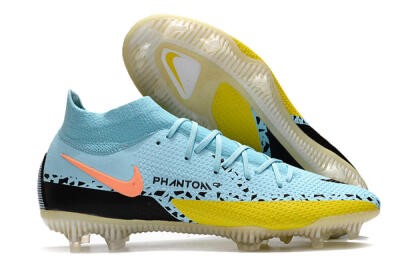 Men's Nike Phantom GT2 DF Elite FG Firm Ground High-Tops Football Boots - Jade/Yellow/Pink