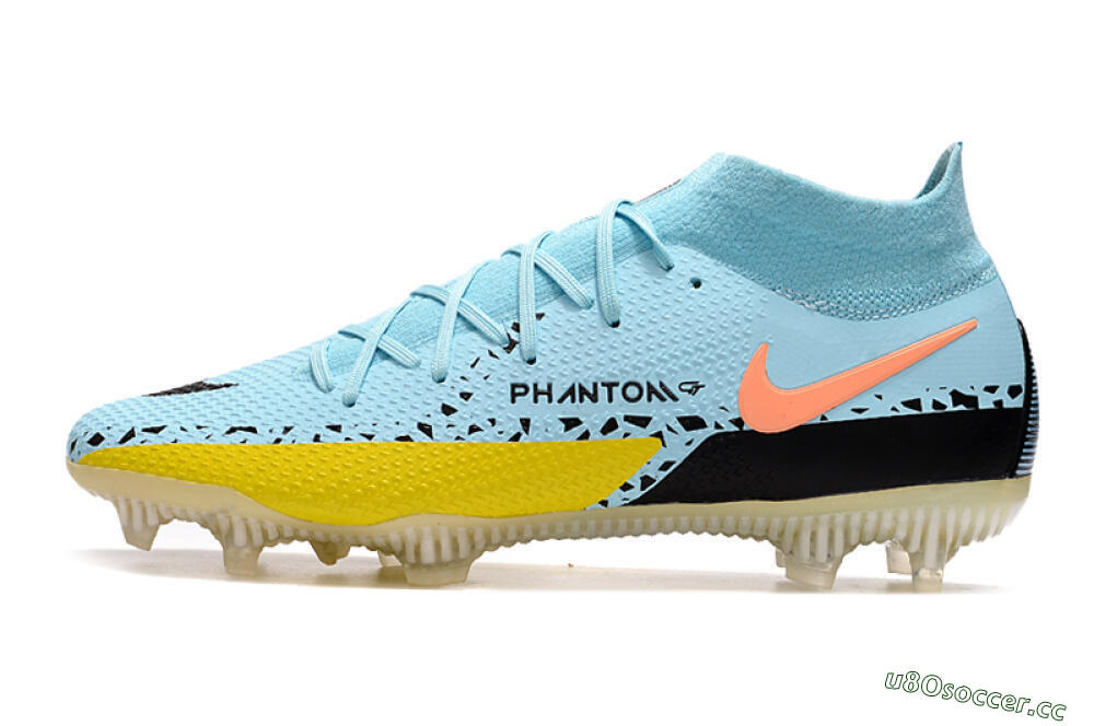 Men's Nike Phantom GT2 DF Elite FG Firm Ground High-Tops Football Boots - Jade/Yellow/Pink 0