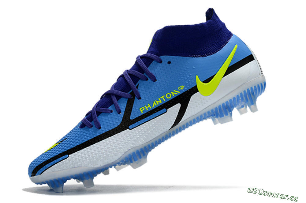 Men's Nike Phantom GT2 DF Elite FG Firm Ground High-Tops Football Boots - Blue/Yellow/White 5
