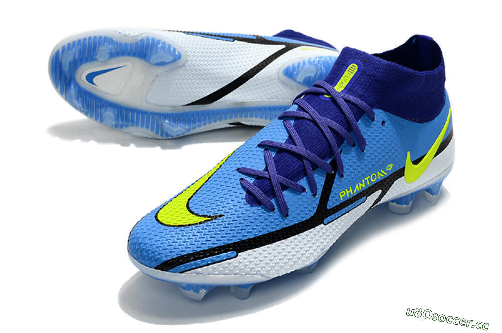 Men's Nike Phantom GT2 DF Elite FG Firm Ground High-Tops Football Boots - Blue/Yellow/White 3