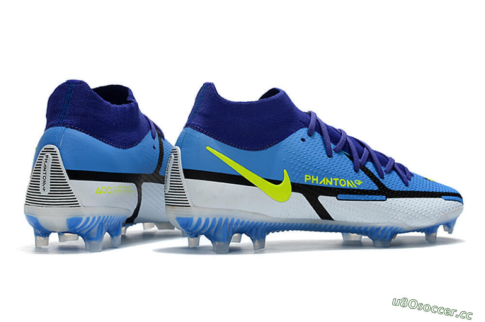 Men's Nike Phantom GT2 DF Elite FG Firm Ground High-Tops Football Boots - Blue/Yellow/White 6