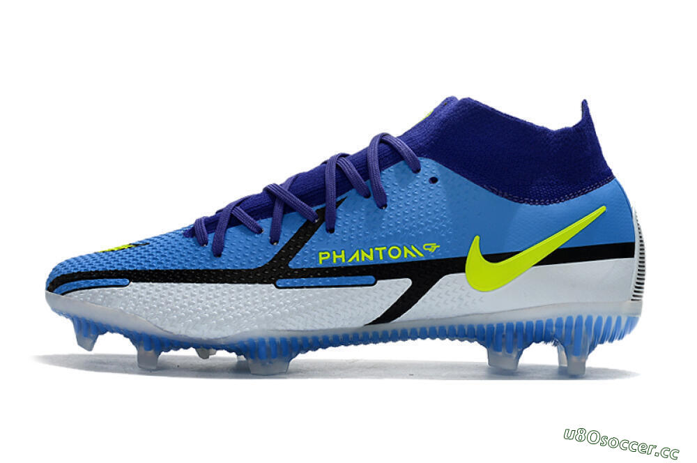 Men's Nike Phantom GT2 DF Elite FG Firm Ground High-Tops Football Boots - Blue/Yellow/White 0