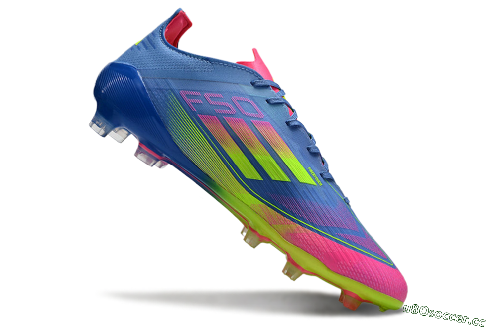 Men's Adidas F50 Elite TF Artificial Turf Low-Tops Football Shoes - Blue/Pink/Yellow 4