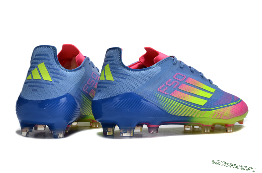 Men's Adidas F50 Elite TF Artificial Turf Low-Tops Football Shoes - Blue/Pink/Yellow 6