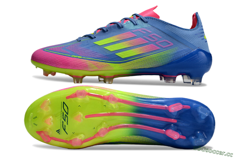 Men's Adidas F50 Elite TF Artificial Turf Low-Tops Football Shoes - Blue/Pink/Yellow 1