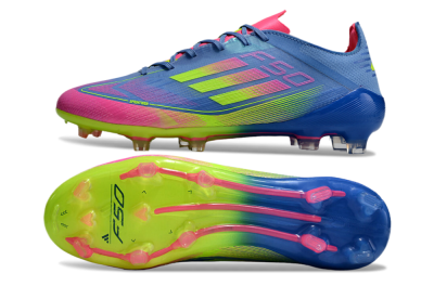 Men's Adidas F50 Elite TF Artificial Turf Low-Tops Football Shoes - Blue/Pink/Yellow