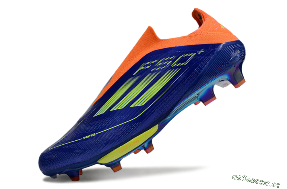 Men's Adidas F50+ Elite Lightstrike Pro Laceless FG Firm Ground Low-Tops Football Boots - Blue/Yellow/Orange 5