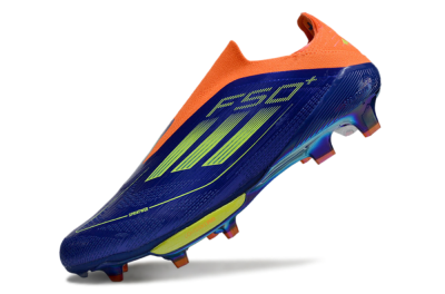 Men's Adidas F50+ Elite Lightstrike Pro Laceless FG Firm Ground Low-Tops Football Boots - Blue/Yellow/Orange