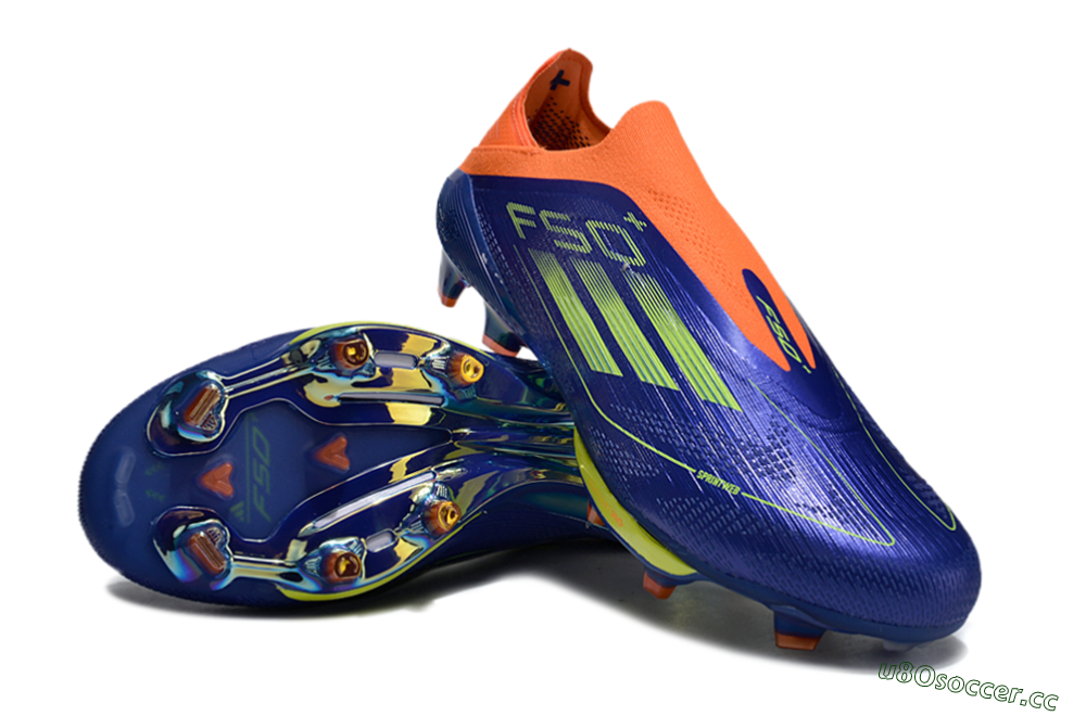 Men's Adidas F50+ Elite Lightstrike Pro Laceless FG Firm Ground Low-Tops Football Boots - Blue/Yellow/Orange 3