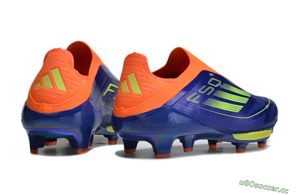 Men's Adidas F50+ Elite Lightstrike Pro Laceless FG Firm Ground Low-Tops Football Boots - Blue/Yellow/Orange 6