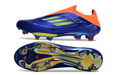 Men's Adidas F50+ Elite Lightstrike Pro Laceless FG Firm Ground Low-Tops Football Boots - Blue/Yellow/Orange